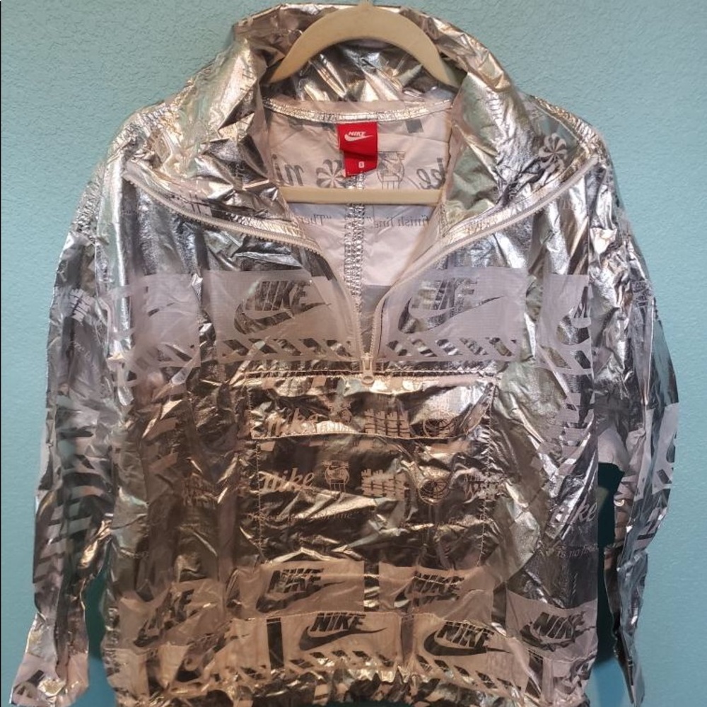 White Metallic Nike Windbreaker